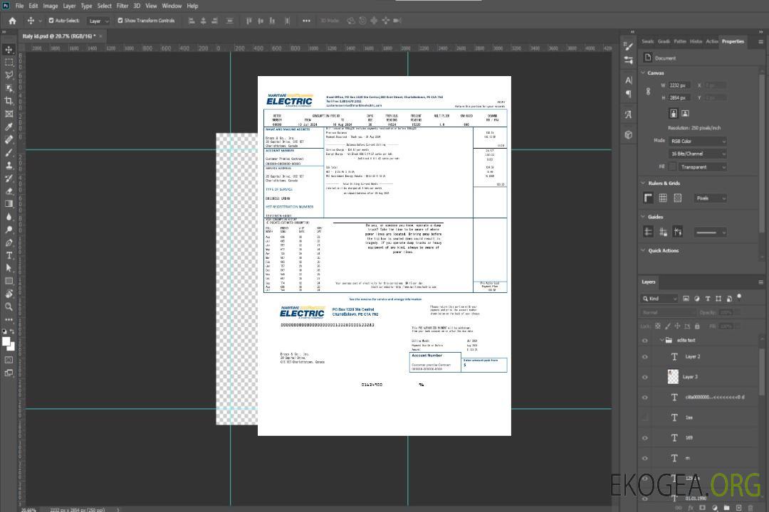 Modèle de facture de services publics d'entreprise de Canada Maritime Electric en format Word et PDF template Modèle de facture de services publics d'entreprise de Canada Maritime Electric en format Word et PDF template